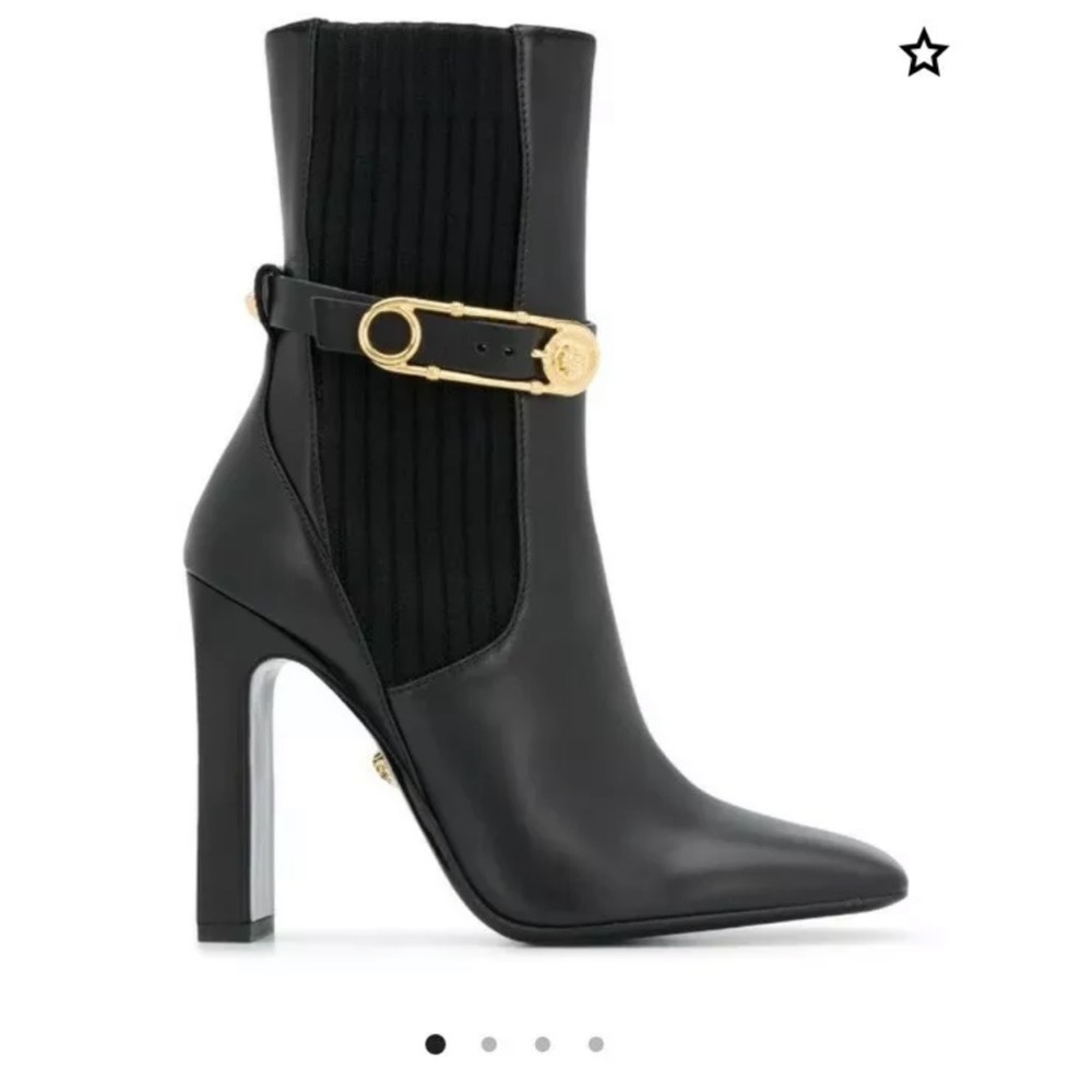 Versace square toe high heeled boots size 40
